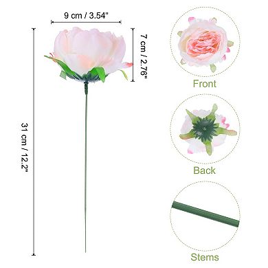 25 Pcs Peonies Artificial Flowers, Fake Artificial Silk Flowers Heads with Faux Stems