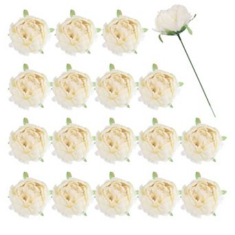 25 pc Peonies Artificial Flowers, Fake Artificial Silk Flowers Heads with Faux Stems