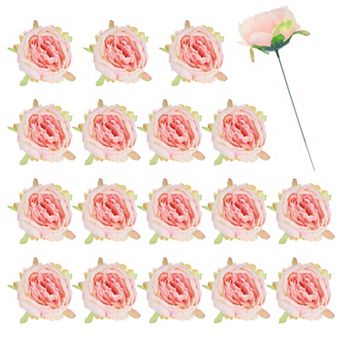 25 pc Peonies Artificial Flowers, Fake Artificial Silk Flowers Heads with Faux Stems