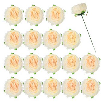 25 pc Peonies Artificial Flowers, Fake Artificial Silk Flowers Heads with Faux Stems