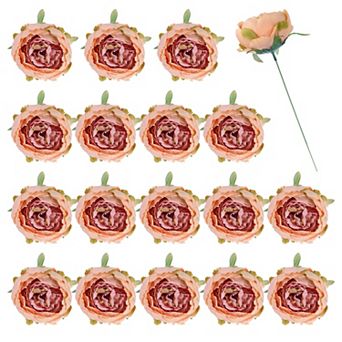25 pc Peonies Artificial Flowers, Fake Artificial Silk Flowers Heads with Faux Stems