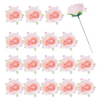 25 pc Peonies Artificial Flowers, Fake Artificial Silk Flowers Heads with Faux Stems