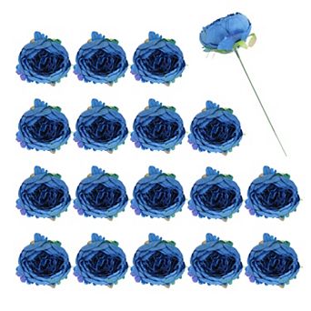 25 pc Peonies Artificial Flowers, Fake Artificial Silk Flowers Heads with Faux Stems