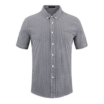 Plaid Dress Shirts for Men's Cotton Short Sleeve Formal Button Down Regular Fit Gingham Shirt