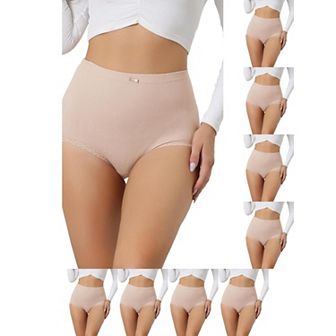 9 Packs Women's Soft High Waist Underwear Stretch Briefs Underpants Tummy Control Panties