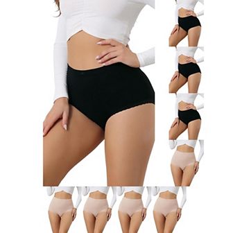 9 Packs Women's Soft High Waist Underwear Stretch Briefs Underpants Tummy Control Panties