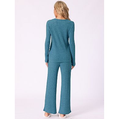 Women's Pajamas Set Crewneck Long Sleeve Sleepwear Soft Pajamas Sets 2 Piece Loungewear with Pocket