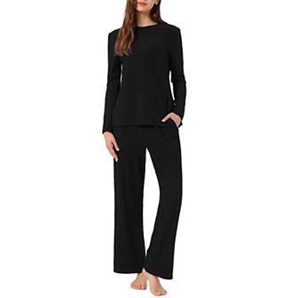 Women's Pajamas Set Crewneck Long Sleeve Sleepwear Soft Pajamas Sets 2 pc Loungewear with Pocket