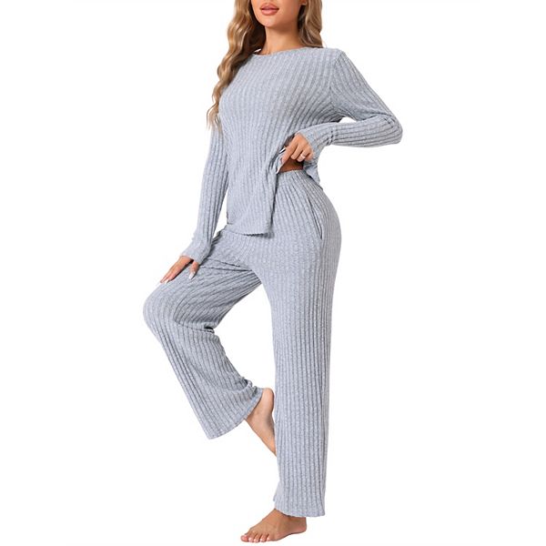 まとめ買いでお得 Sleeve Long Crewneck Set Pajamas Women's Sleepwear Pjs Soft Clothing