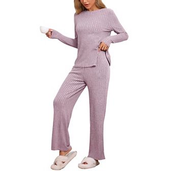 Women's Pajamas Set Crewneck Long Sleeve Sleepwear Soft Pajamas Sets 2 pc Loungewear with Pocket