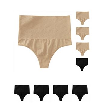 9 Packs Women's Tummy Control Thong Panties Shapewear Slimmer High Waist Non-Marking Briefs
