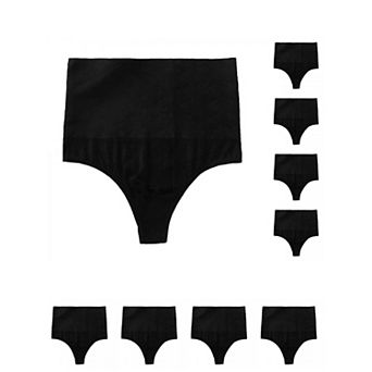 9 Packs Women's Tummy Control Thong Panties Shapewear Slimmer High Waist Non-Marking Briefs