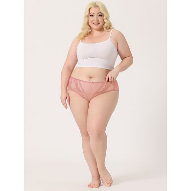 9pcs Women's Sheer Lace Trim High-rise Solid Brief Stretchy Panties