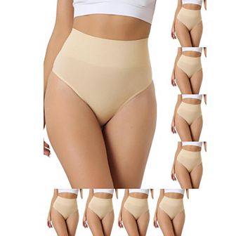 9 Packs Women's High-Waisted Briefs Invisible Thong Stretchy Knickers Comfortable Underwear