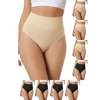 9 Packs Women's High-Waisted Briefs Invisible Thong Stretchy Knickers Comfortable Underwear