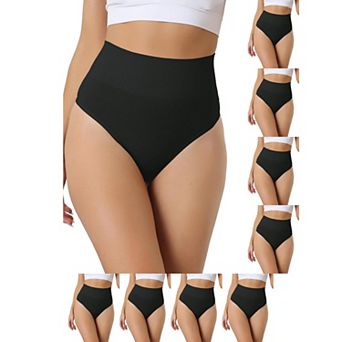 9 Packs Women's High-Waisted Briefs Invisible Thong Stretchy Knickers Comfortable Underwear