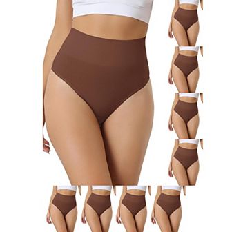 9 Packs Women's High-Waisted Briefs Invisible Thong Stretchy Knickers Comfortable Underwear