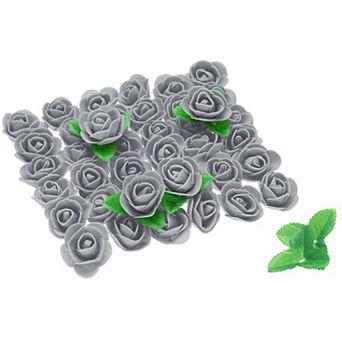 250 pc Foam Rose Heads 1.4" Artificial Bulk Stemless Foam Fake Flower with 10 pc Leaves