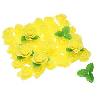 250 pc Foam Rose Heads 1.4" Artificial Bulk Stemless Foam Fake Flower with 10 pc Leaves