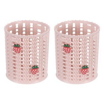 Pencil Holder, Plastic Pen Holder Cute Pencil Holders Strawberry Mesh