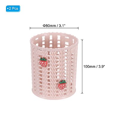 Pencil Holder, Plastic Pen Holder Cute Pencil Holders Strawberry Mesh