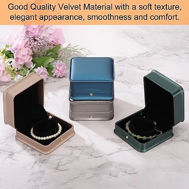 2 Pcs PU Leather Bracelet Boxes, Leather Bangle Boxes Storage Case Organizer Holder