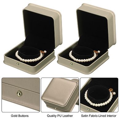 2 Pcs PU Leather Bracelet Boxes, Leather Bangle Boxes Storage Case Organizer Holder