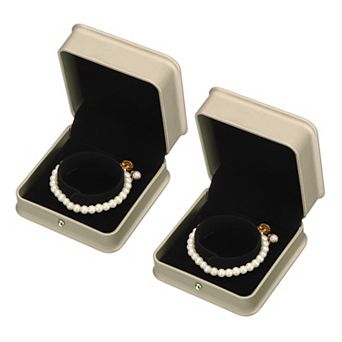 2 pc PU Leather Bracelet Boxes, Leather Bangle Boxes Storage Case Organizer Holder