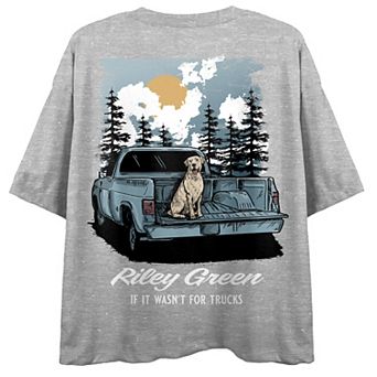 Juniors' Riley Green Dog In Truck Short Sleeve Tee
