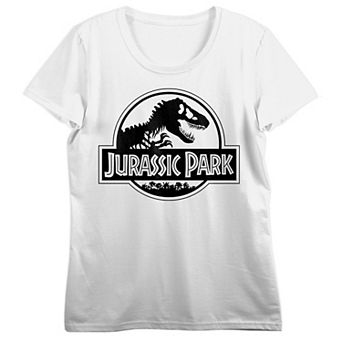 Juniors' Jurassic Park Black & White Short Sleeve Tee