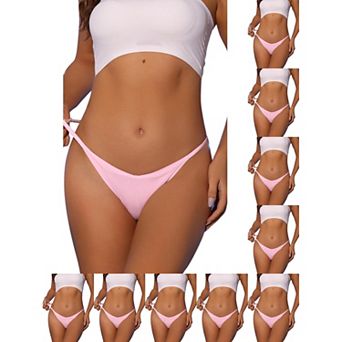 10 Packs Women's V-waisted Underwear Ruched Invisibles Breathable No Trace Thongs