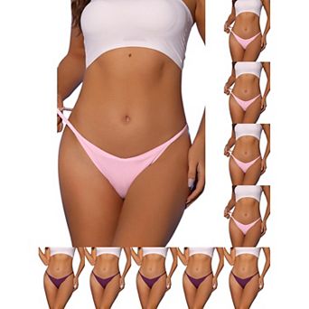 10 Packs Women's V-waisted Underwear Ruched Invisibles Breathable No Trace Thongs