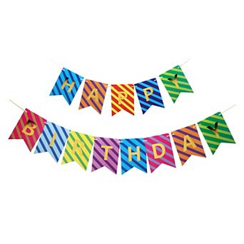 Birthday Bunting Banner, Reusable Birthday Sign Letters Banner for Party Supplies