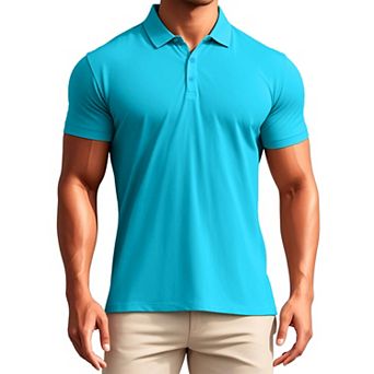Men's Polo Short Sleeve Lightweight Regular Fit Casual or Business Solid Golf Shirt