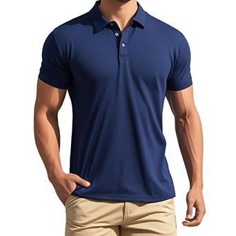 Men's Polo Short Sleeve Lightweight Regular Fit Casual or Business Solid Golf Shirt