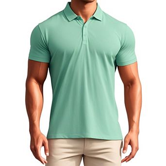 Men's Polo Short Sleeve Lightweight Regular Fit Casual or Business Solid Golf Shirt