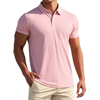 Men's Polo Short Sleeve Lightweight Regular Fit Casual or Business Solid Golf Shirt