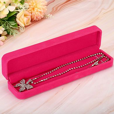 Necklace Box, Single Slot Long Chain Box Vintage Jewelry Holder for Wedding