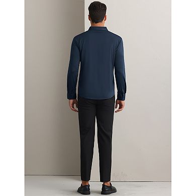 Men's Long Sleeve Button Down Solid Color Business Formal Dress Shirt