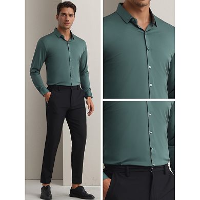 Men's Long Sleeve Button Down Solid Color Business Formal Dress Shirt