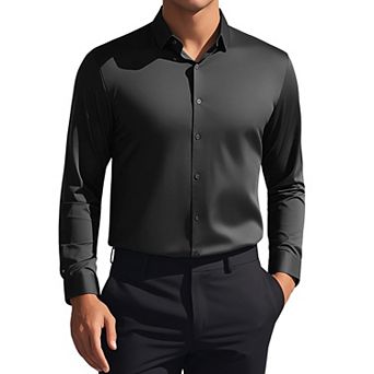 Men's Long Sleeve Button Down Solid Color Business Formal Dress Shirt