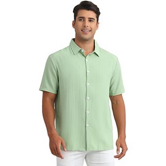 Men's Linen Shirts Short Sleeve Button Down Beach Summer Camp Collar Shirt