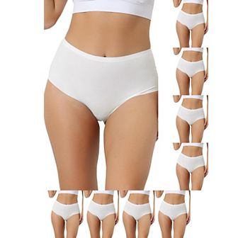 9 Packs Women's High Waisted Underwear Silky Breathable No Trace Hipster Stretch Briefs