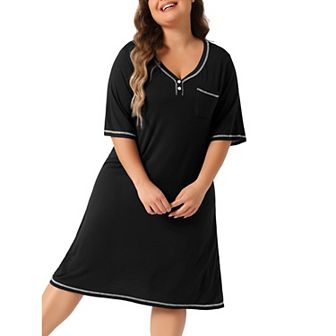 Plus Size Nightgowns for Women Short Sleeve V Neck Loose Sleepshirt Casual Pajamas