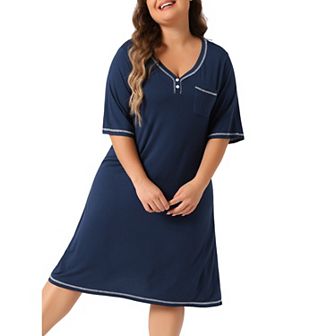 Plus Size Nightgowns for Women Short Sleeve V Neck Loose Sleepshirt Casual Pajamas
