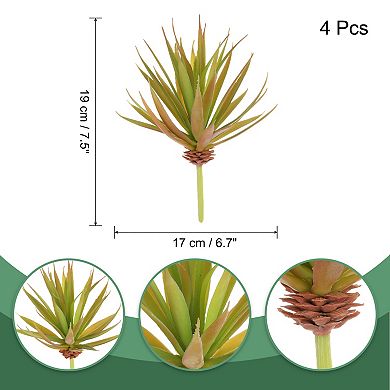 4Pcs Artificial Succulent Plants Fake Sword Plant, 7.5 Inch Large Faux Succulents Unpotted