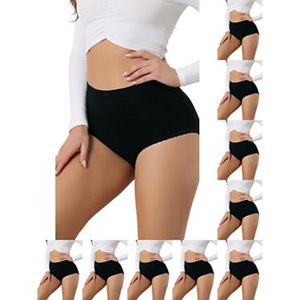 10 Packs Women's Soft High Waist Underwear Stretch Briefs Underpants Tummy Control Panties