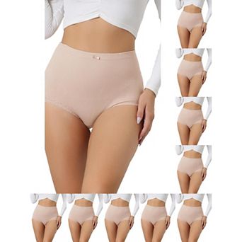 10 Packs Women's Soft High Waist Underwear Stretch Briefs Underpants Tummy Control Panties