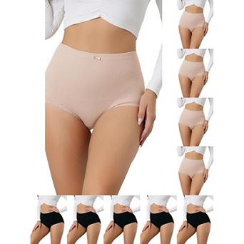 10 Packs Women's Soft High Waist Underwear Stretch Briefs Underpants Tummy Control Panties