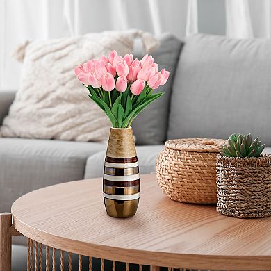 24 Pcs Fake Tulips Artificial Flowers, PU Artificial Tulips Real Touch with Stems